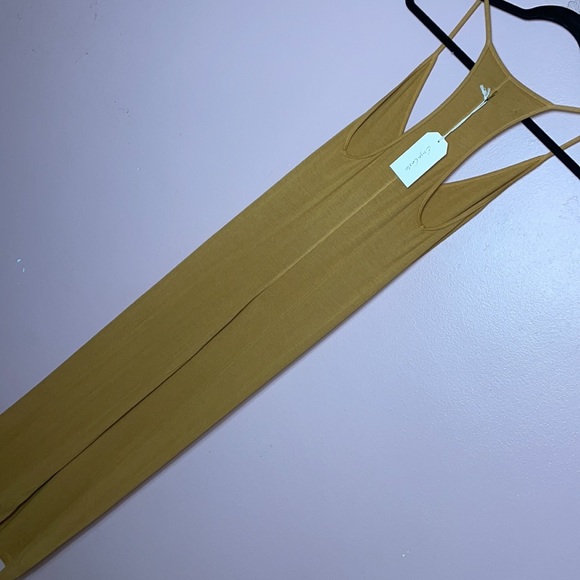 Enza Costa Silk Ribbed Racerback Midi Dress in Honey - Picture 6 of 7